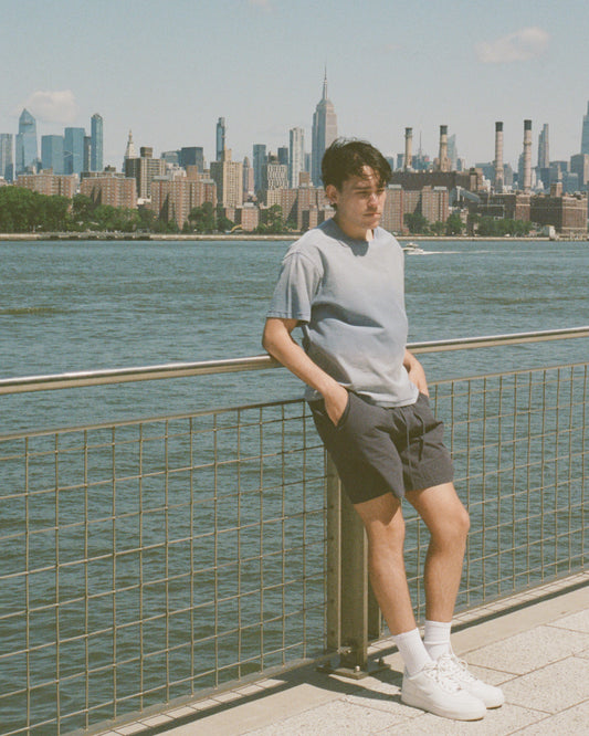 Washed Reversible Cropped Tee - Sky Blue