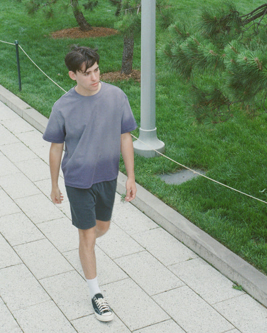 Washed Reversible Cropped Tee - Grape Purple