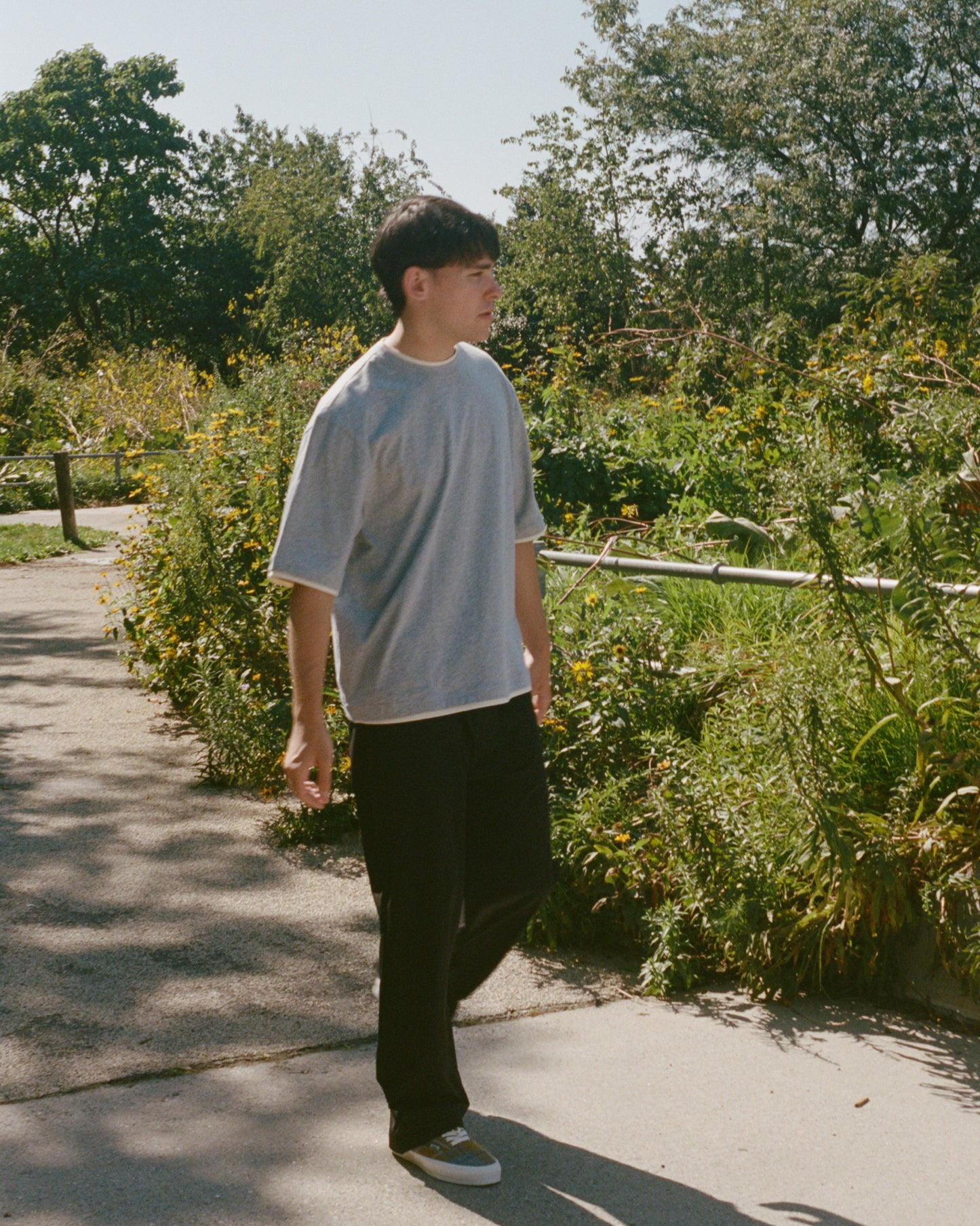 Double Layer Tee – Grey / Cream