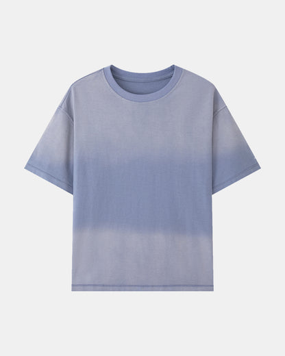 Washed Reversible Cropped Tee - Sky Blue