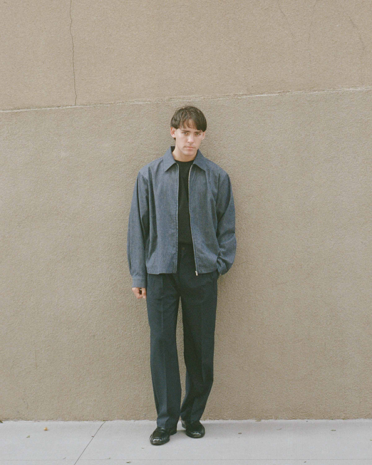 Denim Zip-Up Shirt