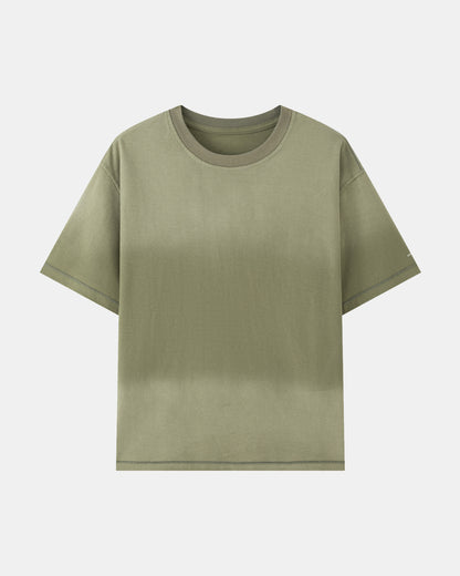 Washed Reversible Cropped Tee - Matcha Green