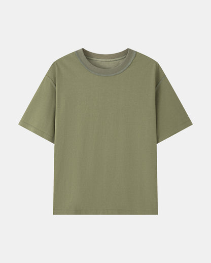 Washed Reversible Cropped Tee - Matcha Green
