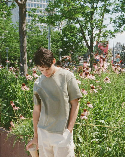 Washed Reversible Cropped Tee - Matcha Green