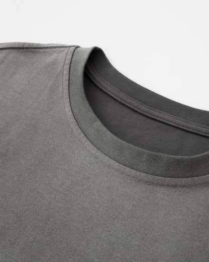Washed Reversible Cropped Tee - Grey