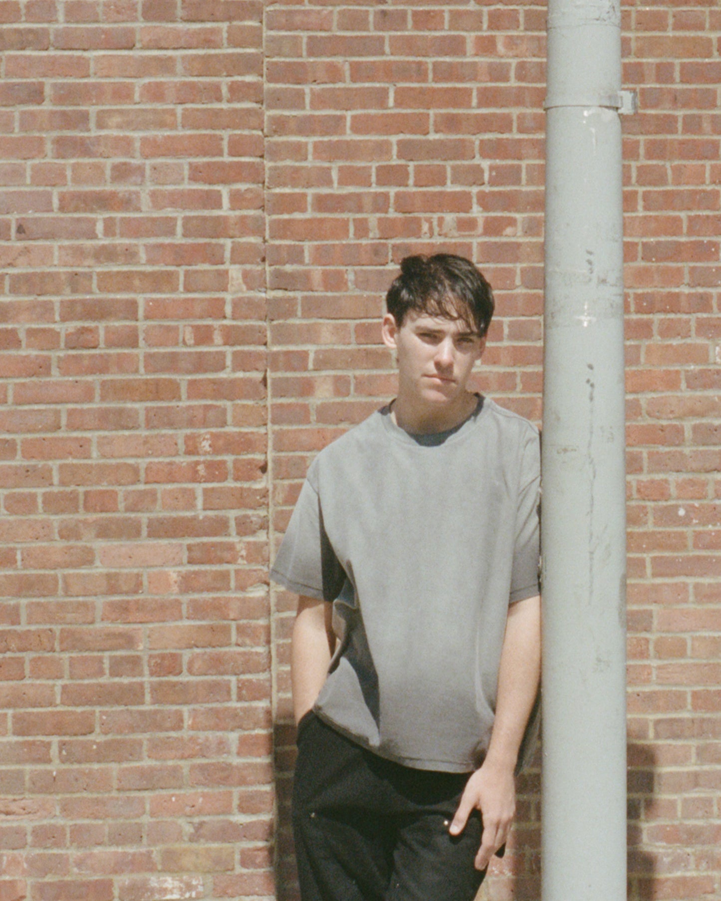 Washed Reversible Cropped Tee - Grey