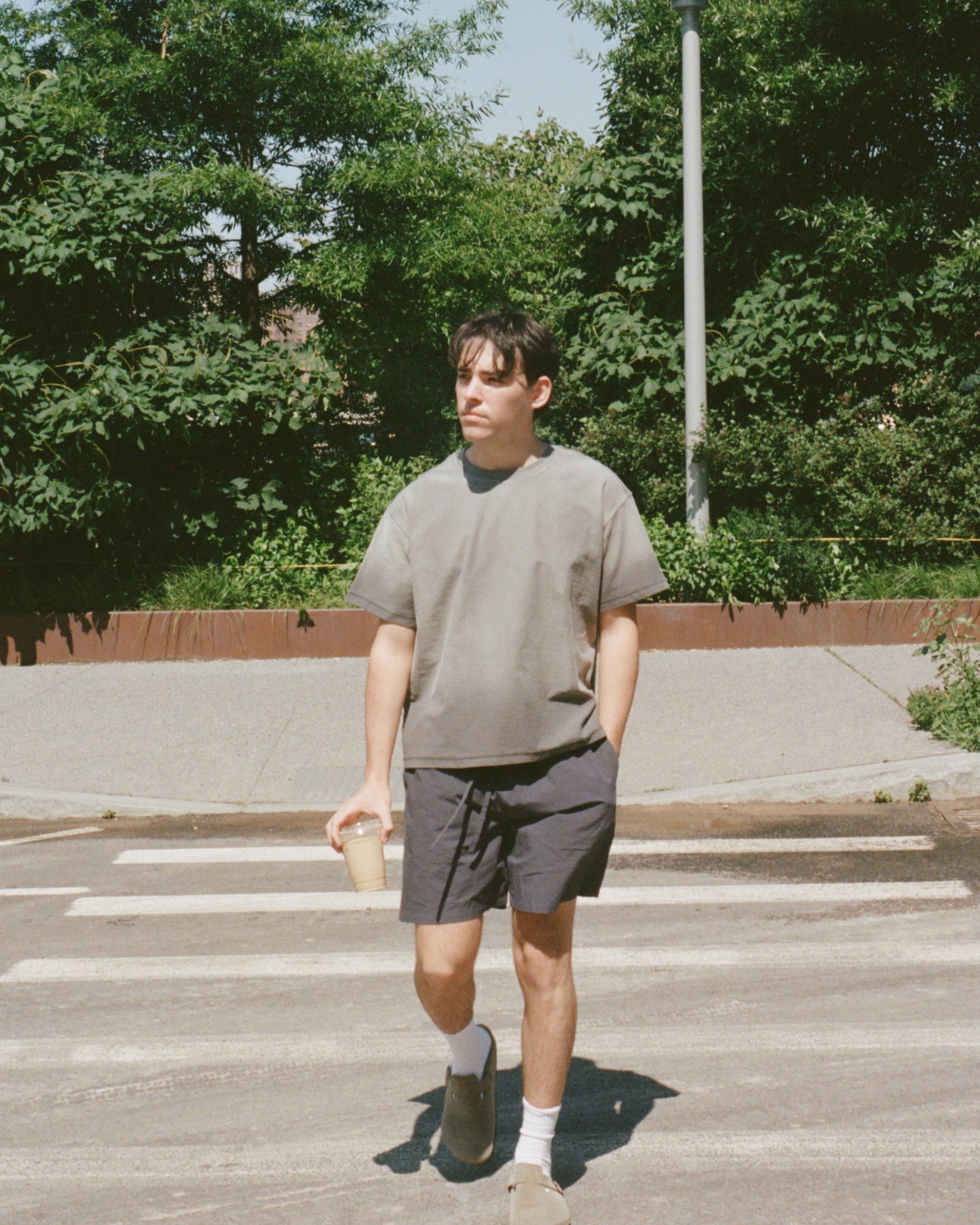 Washed Reversible Cropped Tee - Grey