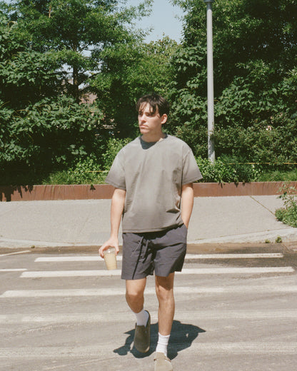 Washed Reversible Cropped Tee - Grey