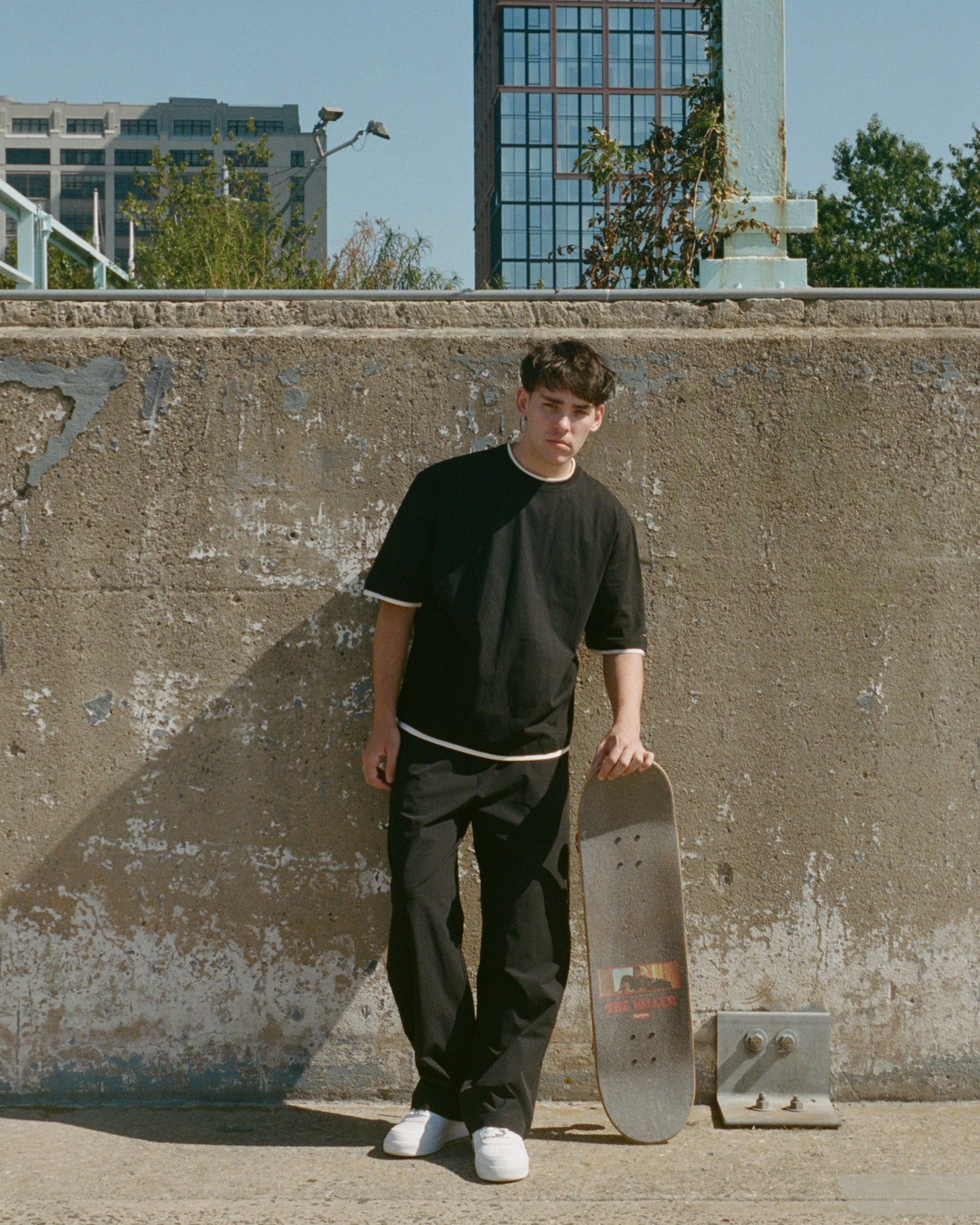 Water-repellent Nylon Relaxed Pants - Black