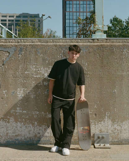 Water-repellent Nylon Relaxed Pants - Black